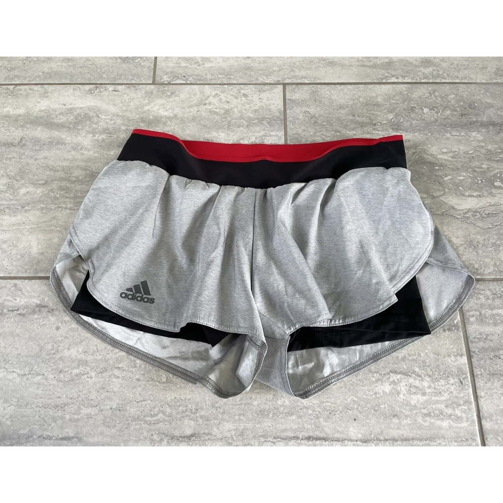 Adidas Women's Barricade Tennis Shorts‎ Gray One & Black Size M Climalite Fabric